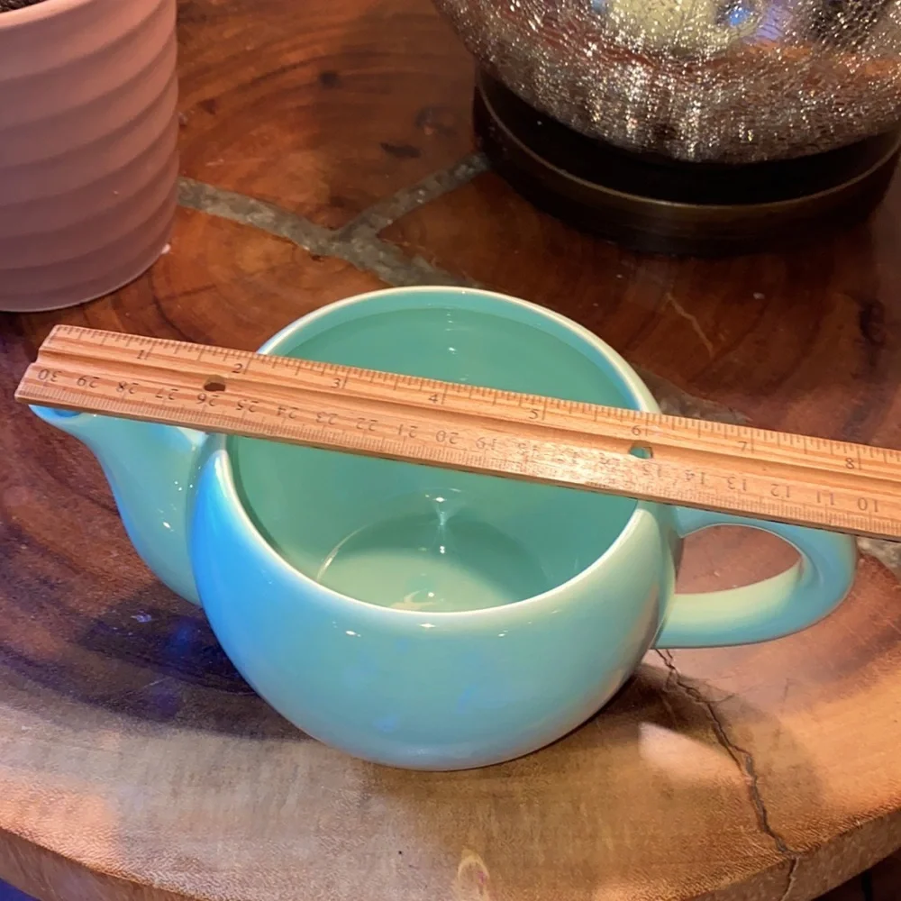 Mint green ceramic glass teapot planter gift package flower vase 6”x 3.5” potter
